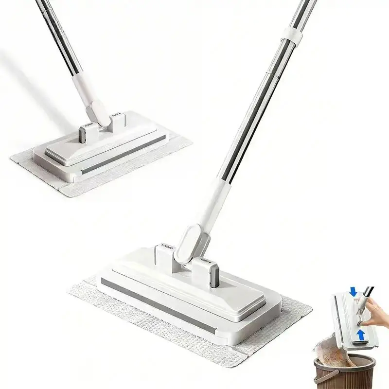 Press Grip Mini Mop,Disposable Mop, Floor Cleaner Mop, Hands-Free Floor Mop with Clamp, Dry Wet Use Dust Mop for Hardwood & Tile