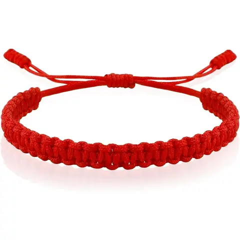 Handmade Woven Powerful Red Protection Red Thread Amulet Bracelet for Men & Women, Concentric Knot Design, Helps Ward Off Negative Energy & Overcome Anxiety, Daily Wear, Ideal Birthday Valentine's Day Gift for Those Down on Luck