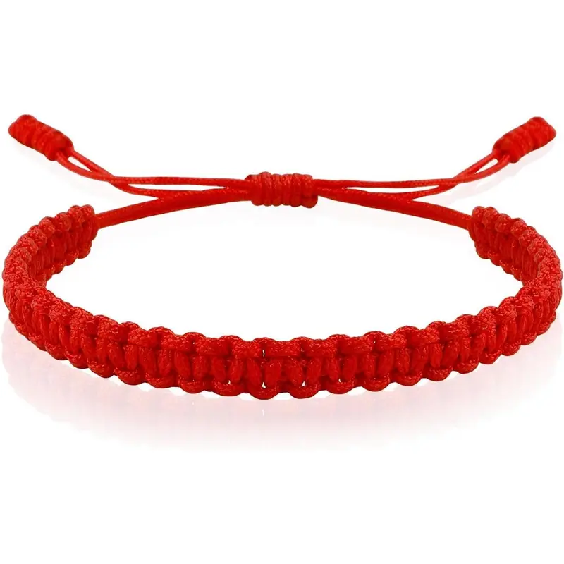 Handmade Woven Powerful Red Protection Red Thread Amulet Bracelet for Men & Women, Concentric Knot Design, Helps Ward Off Negative Energy & Overcome Anxiety, Daily Wear, Ideal Birthday Valentine's Day Gift for Those Down on Luck