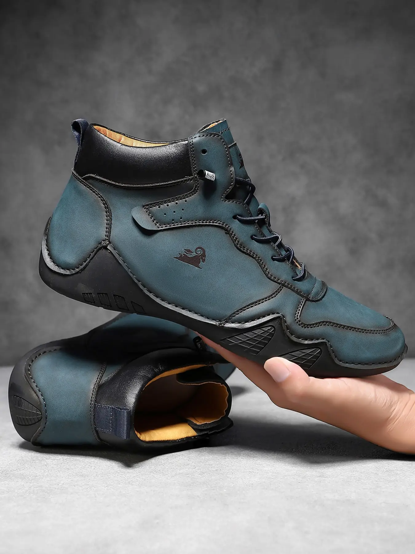 Men's Utility Boots Ankle Boots, Durable Trendy Style, Breathable Lightweight Non-Slip, Microfiber Leather Elastic Laces, Plus Size, Walking Hiking Casual Shoes, Outdoor Shoes