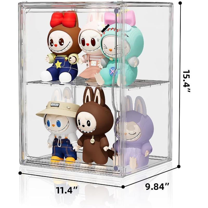 Clear Acrylic Display Case Super Large Stackable Storage Bins Magnetic Attraction Lids Acrylic Box with Compartment Divider for Collectibles Figures Cosmetic Purse Handbag Wallet 1 Pack