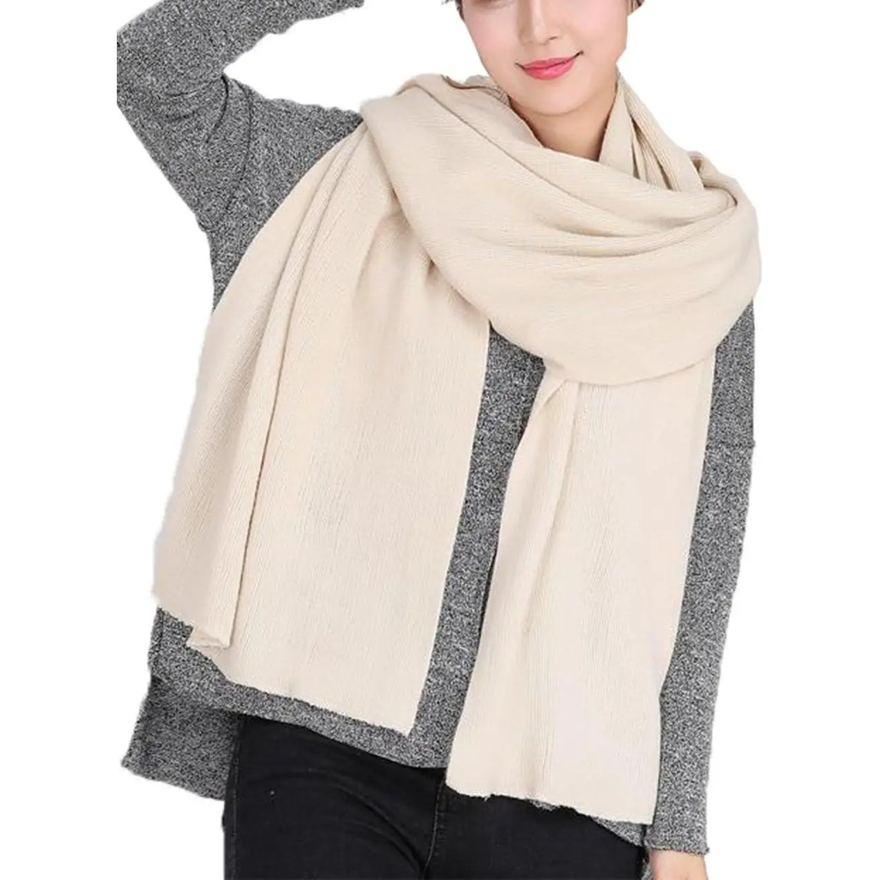 Women's Solid Color Scarf, Large 79-Inch Soft Synthetic Winter Shawl, Long and Thick Warm Wrap, Long Shawl, Thick Wrap