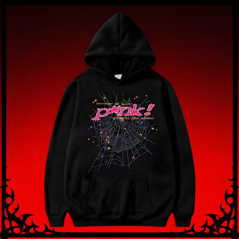 Spider Web Drop Shoulder Hoodie, Loose Fit Hip Hop Streetwear, Unisex Pullover, Couple Style, Fashion Fall Winter Single Piece Spider Web Drop Shoulder Hoodie, Loose Fit Hip Hop Streetwear, Unisex Pullover, Couple Style, Fashion Fall Winter Single Piece