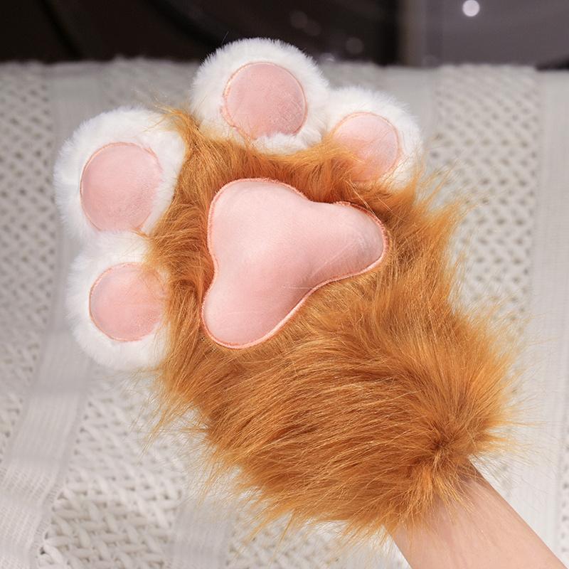 Kawaii Plush Furry Cat Claw Gloves Bird wings Faux Fur Fox Paws Mittens for Halloween Cosplay Costume Accessories Gloves