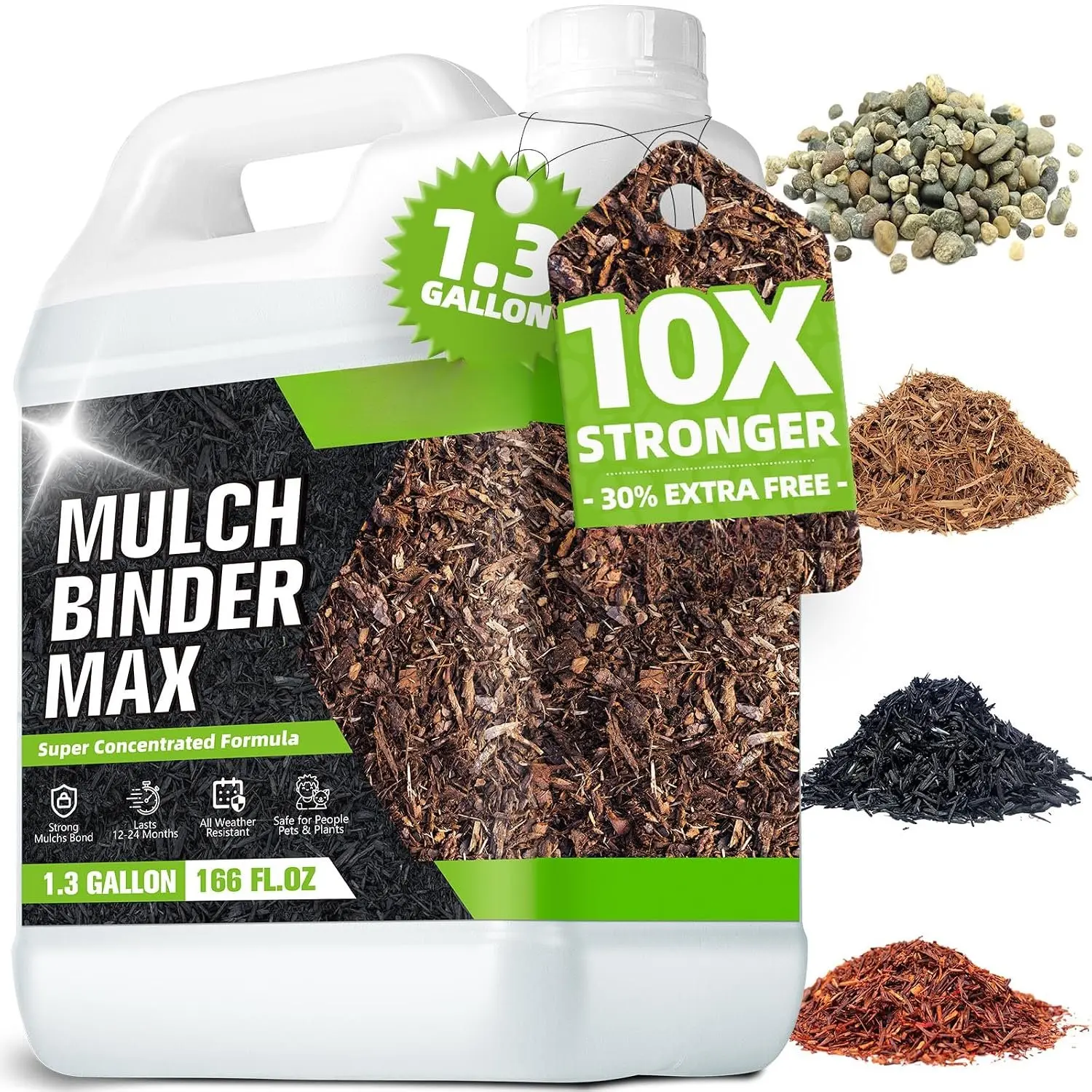 166OZ Synthetic Rock & Mulch Binder, Ultra-Stick Landscaping Gravel Binding Glue, UV Resistant Rubber Mulch Lock Adhesive, Heavy Rain & Windproof Garden Pea Gravel Stabilizer (Lasts up to 2 Years)