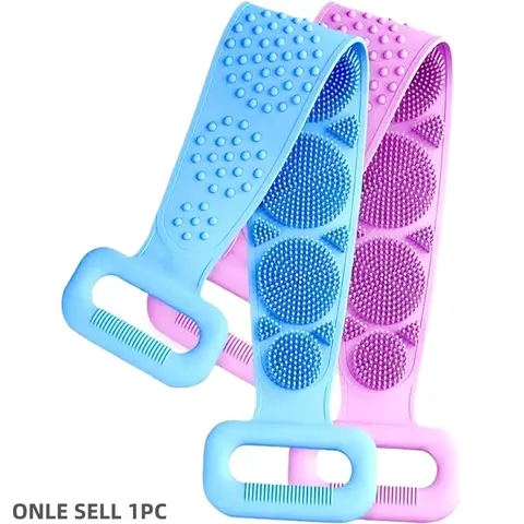 Long Silicone Back Scrubber | Double‑Sided Shower Back Washer, Exfoliating Shower Scrubber for Men Women, Powerful Mud & Dead Skin Remover Bath Tool