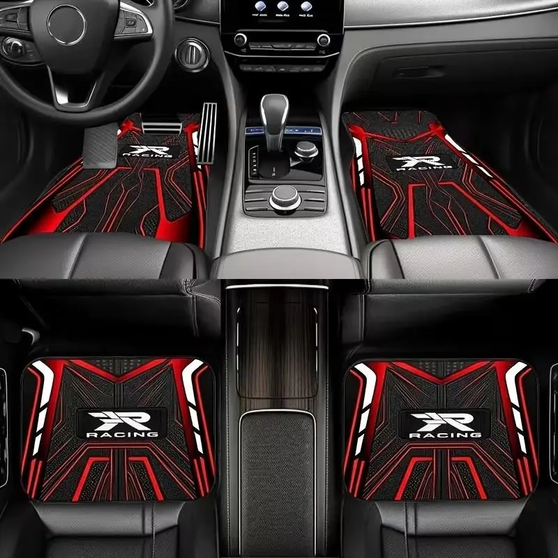 Racing Car Mats (4 Piece Set), Water-Resistant, Easy Clean, Protects Original Carpet, Fits Interiors