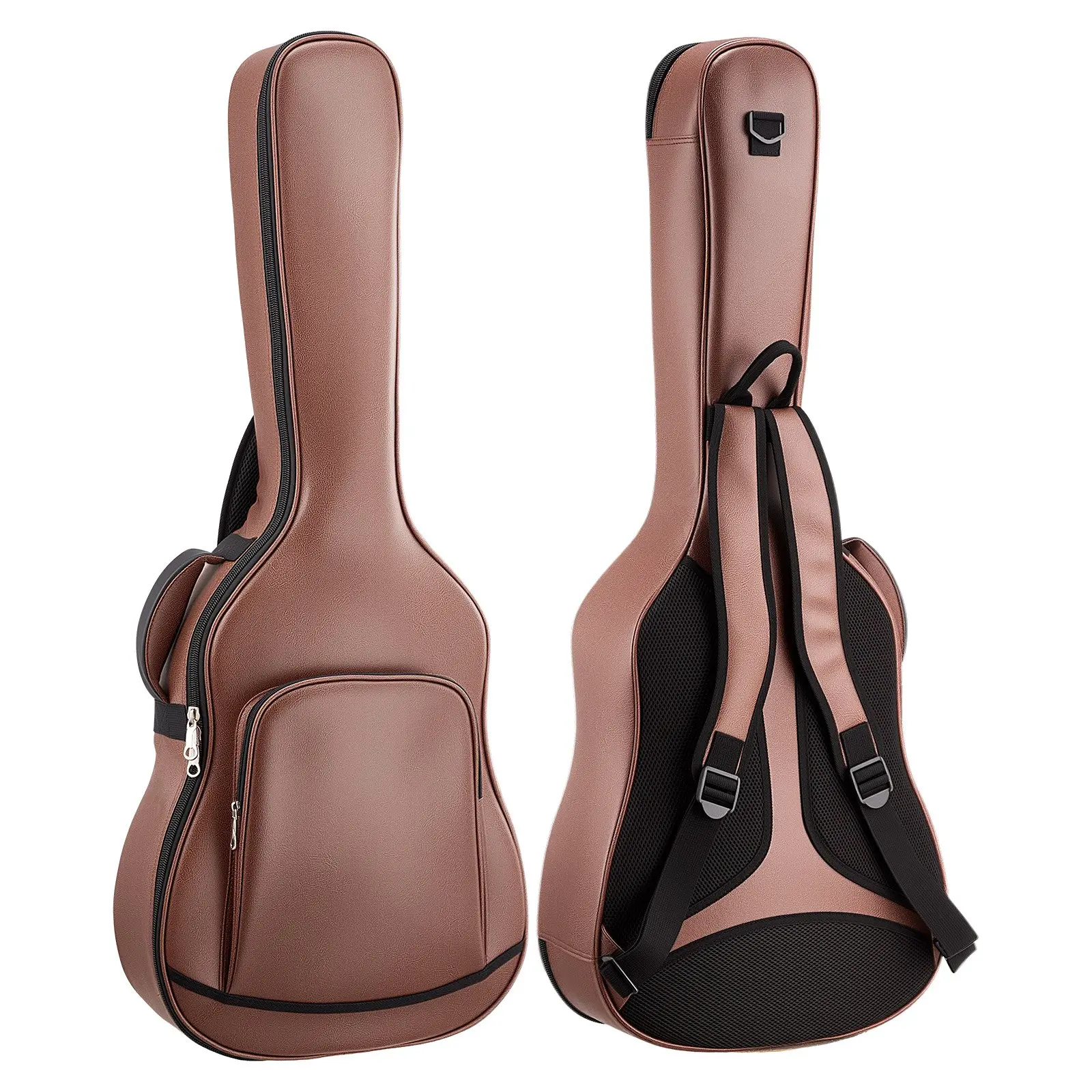 VEVOR Acoustic Guitar Bag, 47.1 Inch, Hard-Shell Protective Travel Carrying Case with Accessory Compartment, Foam Padding, Portable Handle, Shoulder Straps, for 41 Inch Acoustic Guitars, Brown