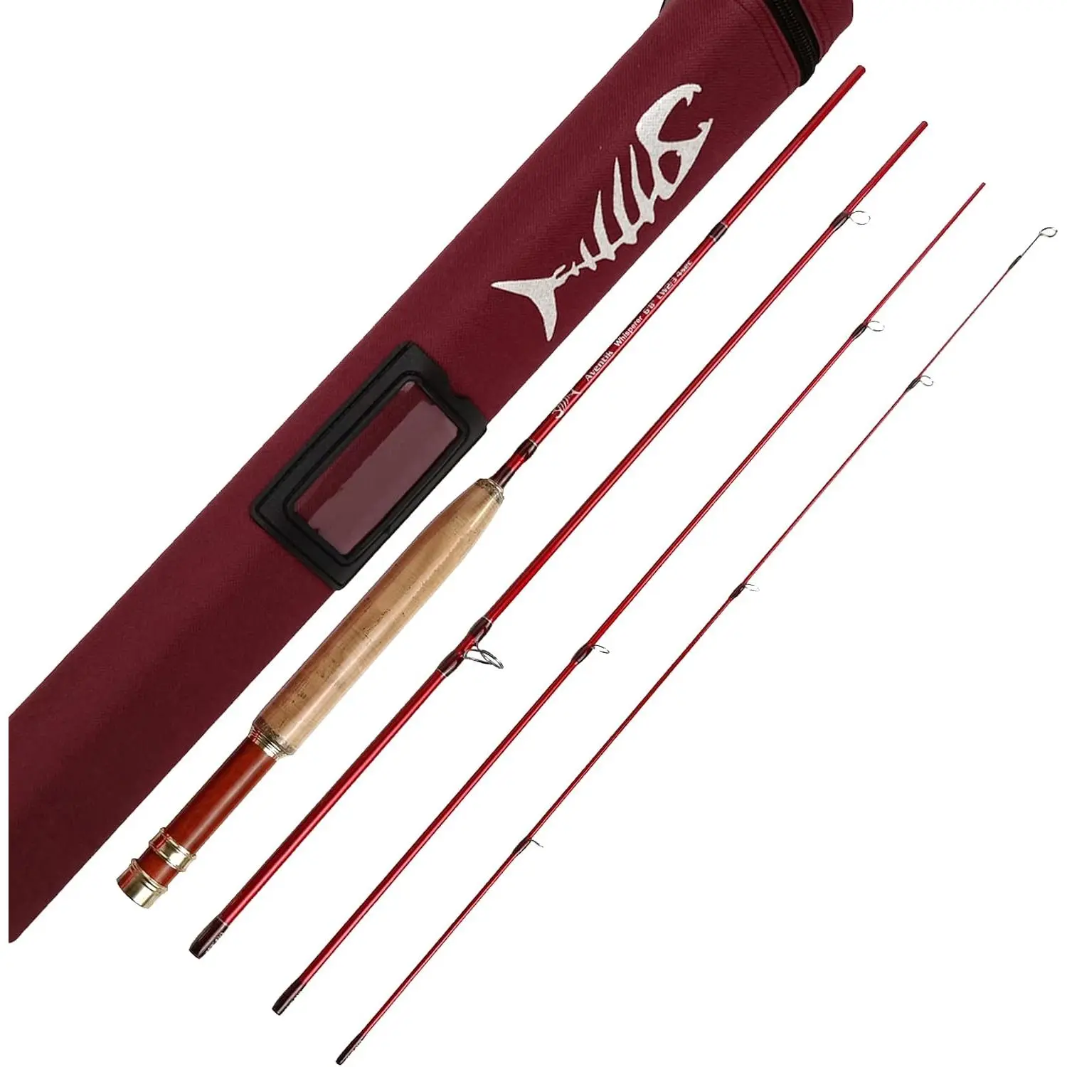 Whisperer Fly Fishing Rod with Rod Tube |  action 6/7ft travel rod; Fits 0/1/2/3/4wt; 24T carbon blank; CNC burl  reel seat