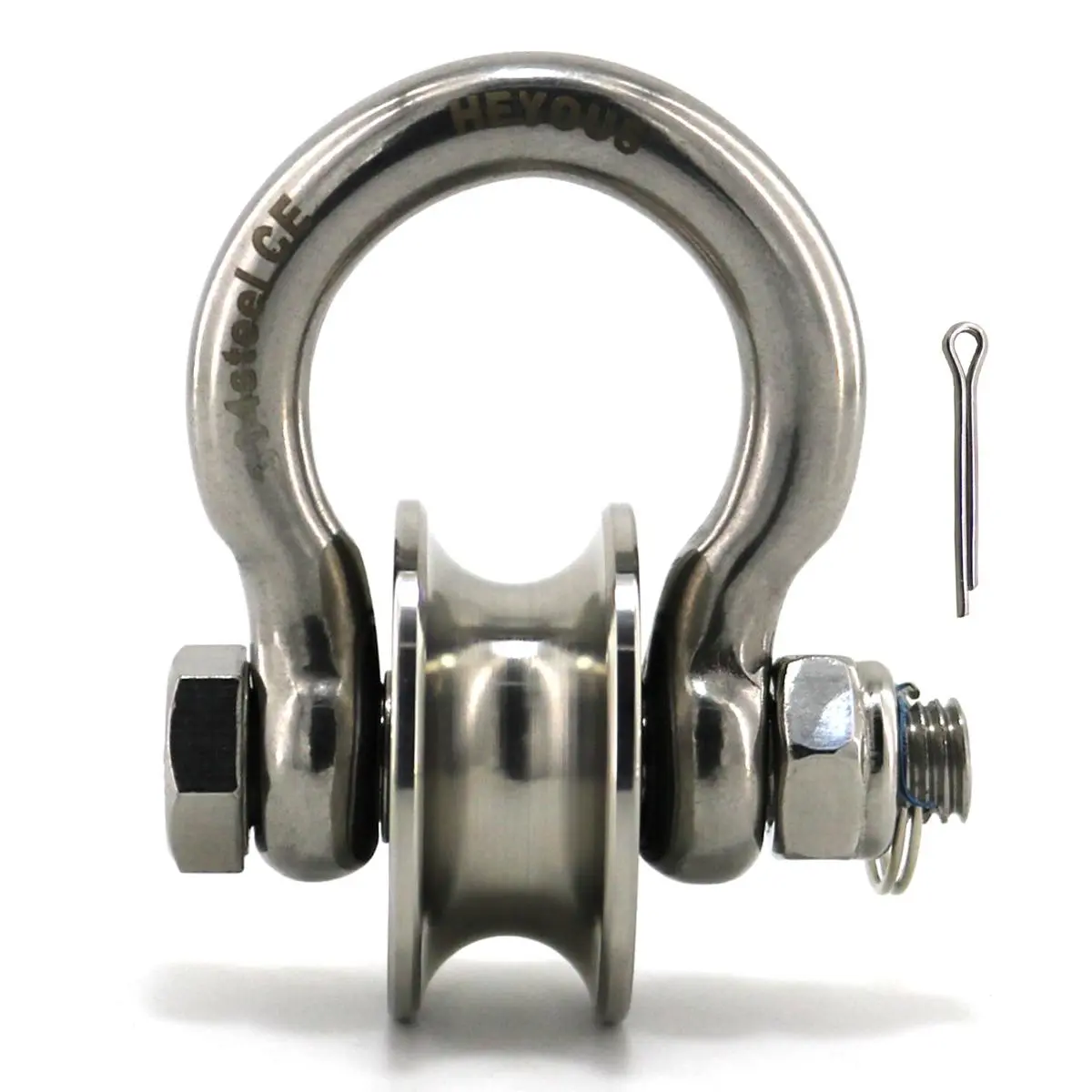 2025 Unique Shape Heavy Duty Stainless Steel 304 Bow Pulley Wheel, High Strength, 500lbs Bearing Capacity, 2000lbs Buckle Ring Load for Robust Home Improvement & Garden Systems