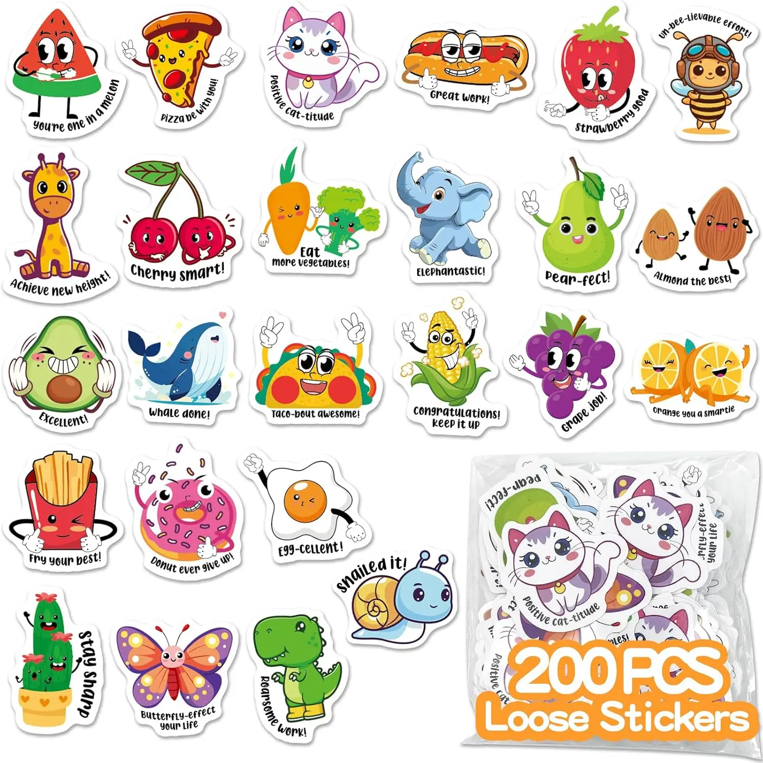 200-Count Modern Cute Faces Bulk Stickers - Essential Tool for Teachers & Parents, Motivational Stickers for Classroom Learning Activities & Academic Progress Student Prizes