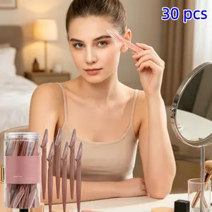 30-Piece Makeup Brow Trimmer Set, Sharp Razor with Safety Guard, 5-Layer Blade Precision Brow Knife, Reusable Hair Remover for Men and Women