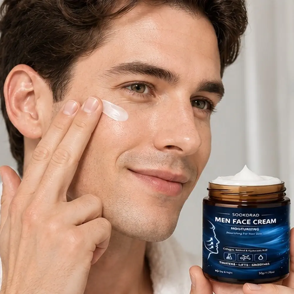 men face cream, collagen, retinol, hyaluronic acid, moisturizing, tightening, lifting, smoothing, for face, for men, day and night, Collagen Moisturizer, 50g/1.76oz