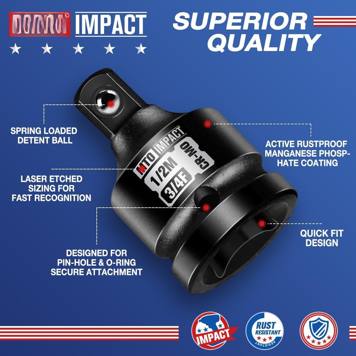 3/4" Female to 1/2" Male  Socket Adapter, 3/4-Inch  Socket Adapter Reducer, Chrome Molybdenum Alloy Steel