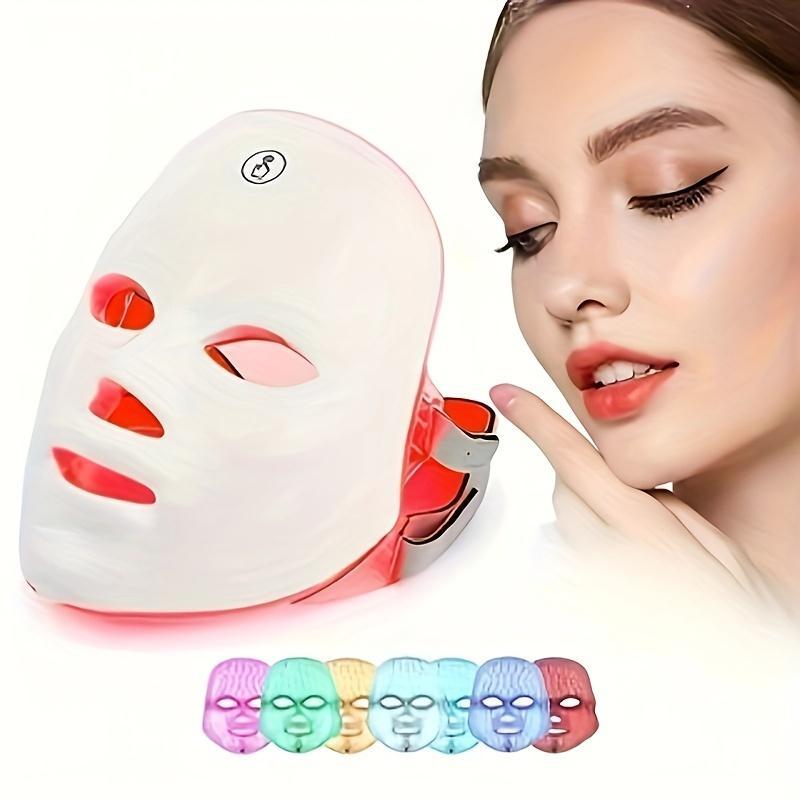 Rechargeable LED Facial Mask 7 Colors, Photon Beauty Mask, Home Skincare, Light Therapy, Lithium Ion Battery, 400mah, New Condition