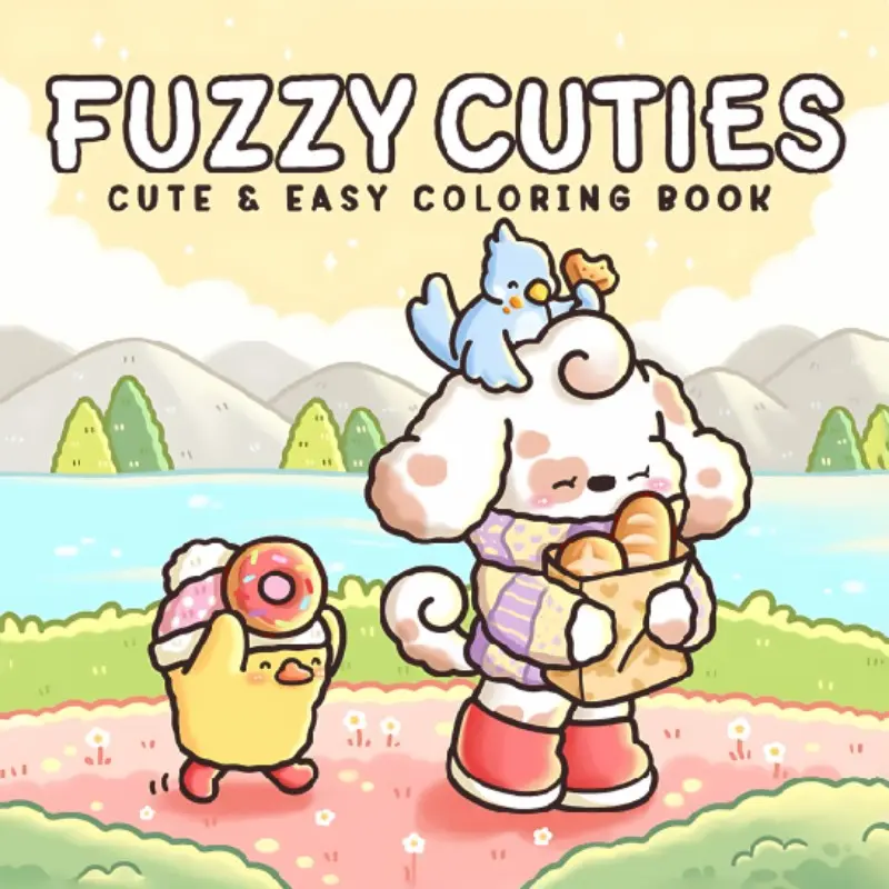 Cartoon stress-relief coloring book, with simple bold-line patterns, easy to color, depicting everyday life scenes. Suitable as a Christmas, Halloween, and holiday gift for friends, family, and colleagues, to relax the body and mind and relieve stress.