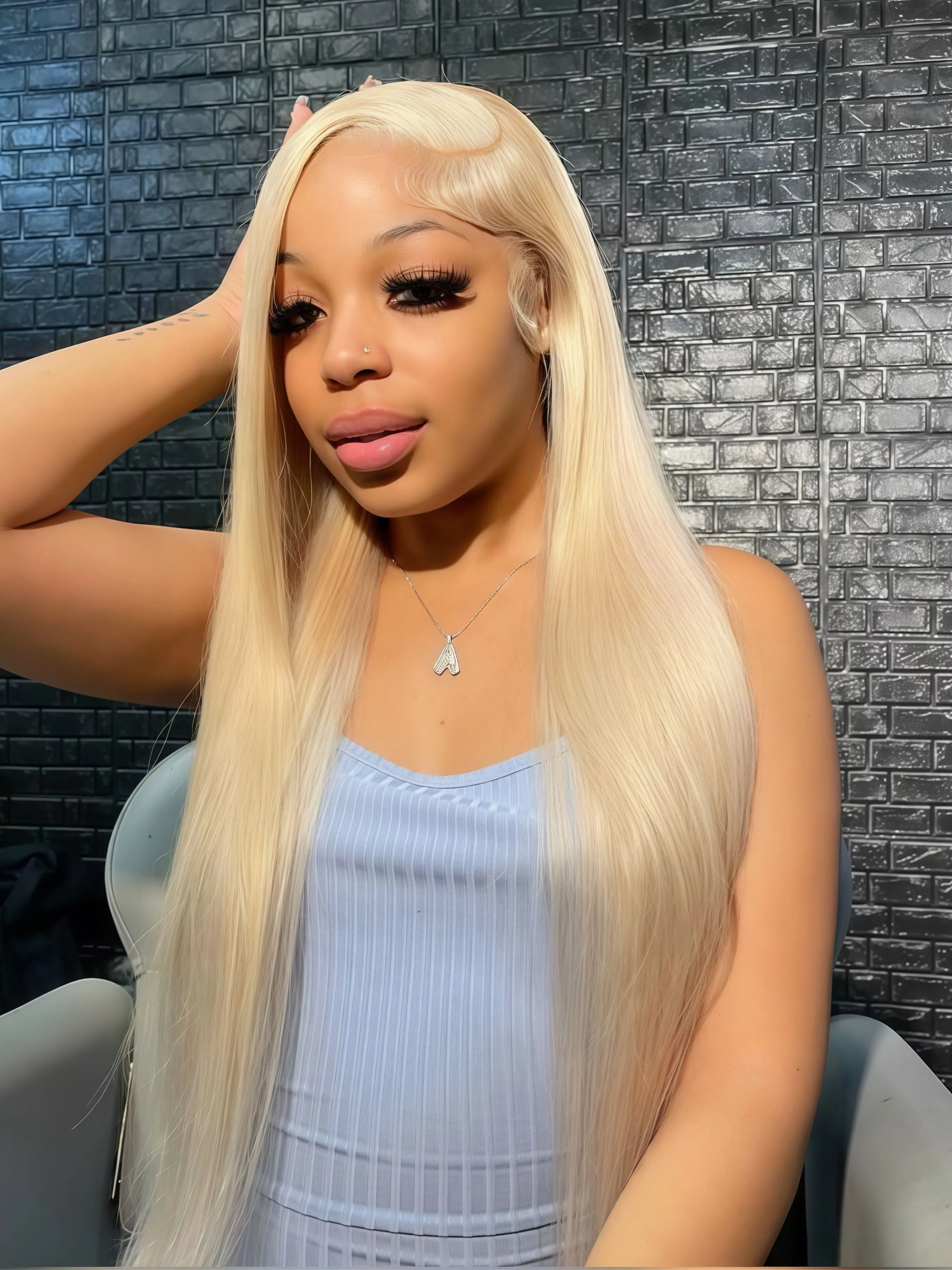 Beige Blonde Long Straight Lace Front Wig - 28 Inch 13x4 HD Transparent Lace Frontal Wig, Sleek & Fluid Synthetic Straight Wig with Pre-Plucked Hairline for Music Festivals, Cosplay, and Parties, Elegant Wig