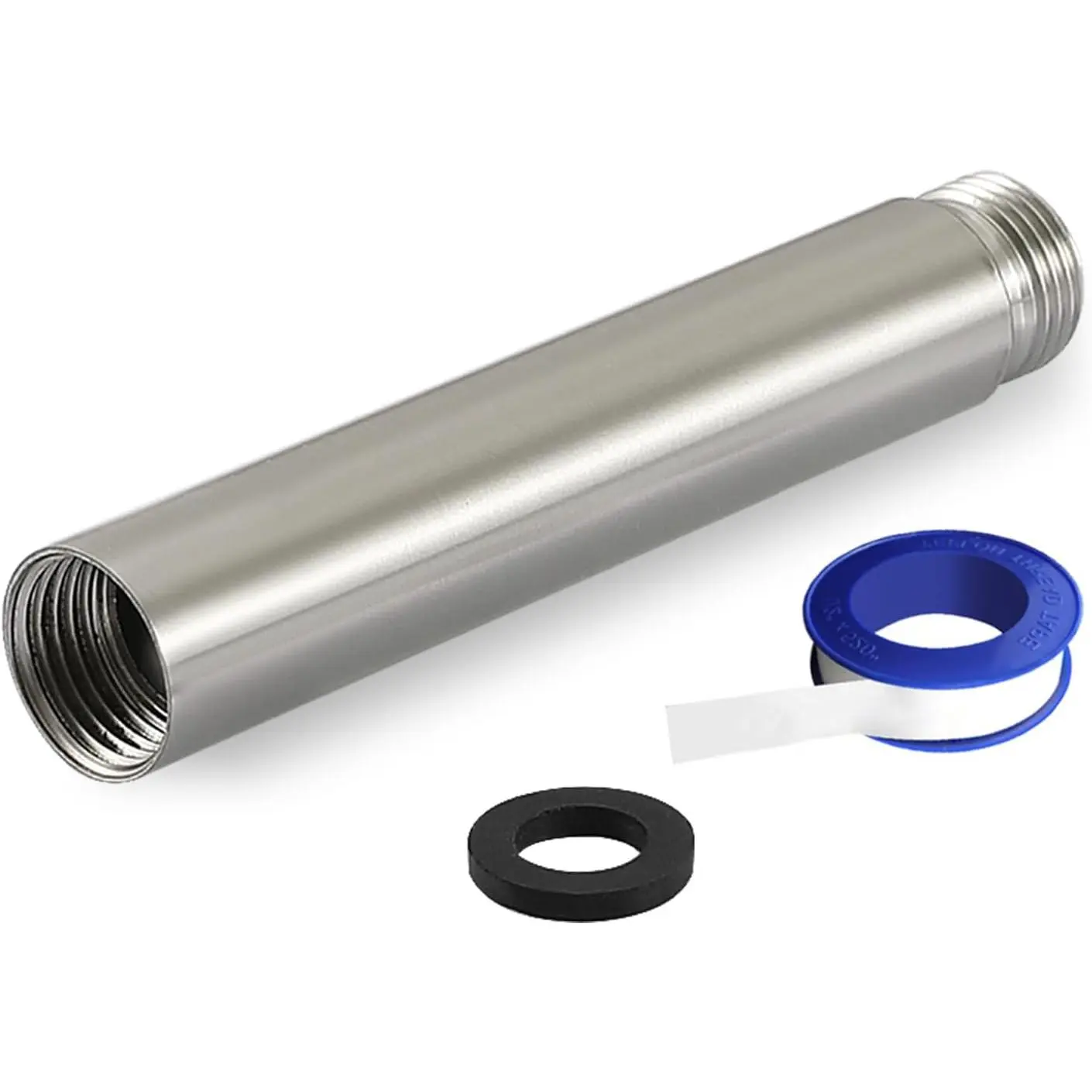 Shower Extension Arm, Solid Stainless Steel Shower Pipe Extension with Teflon Tape and Washer, For Lowering or Extending Showerhead(4 Inch, Brushed Nickel)