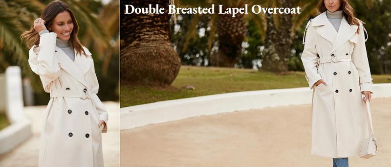 FMEYOA Womens Oversized Long Trench Coat Double Breasted Lapel Windproof Overcoat with Belt M7P203 FMEYOA Womens Oversized Long Trench Coat Double Breasted Lapel Windproof Overcoat with Belt M7P203