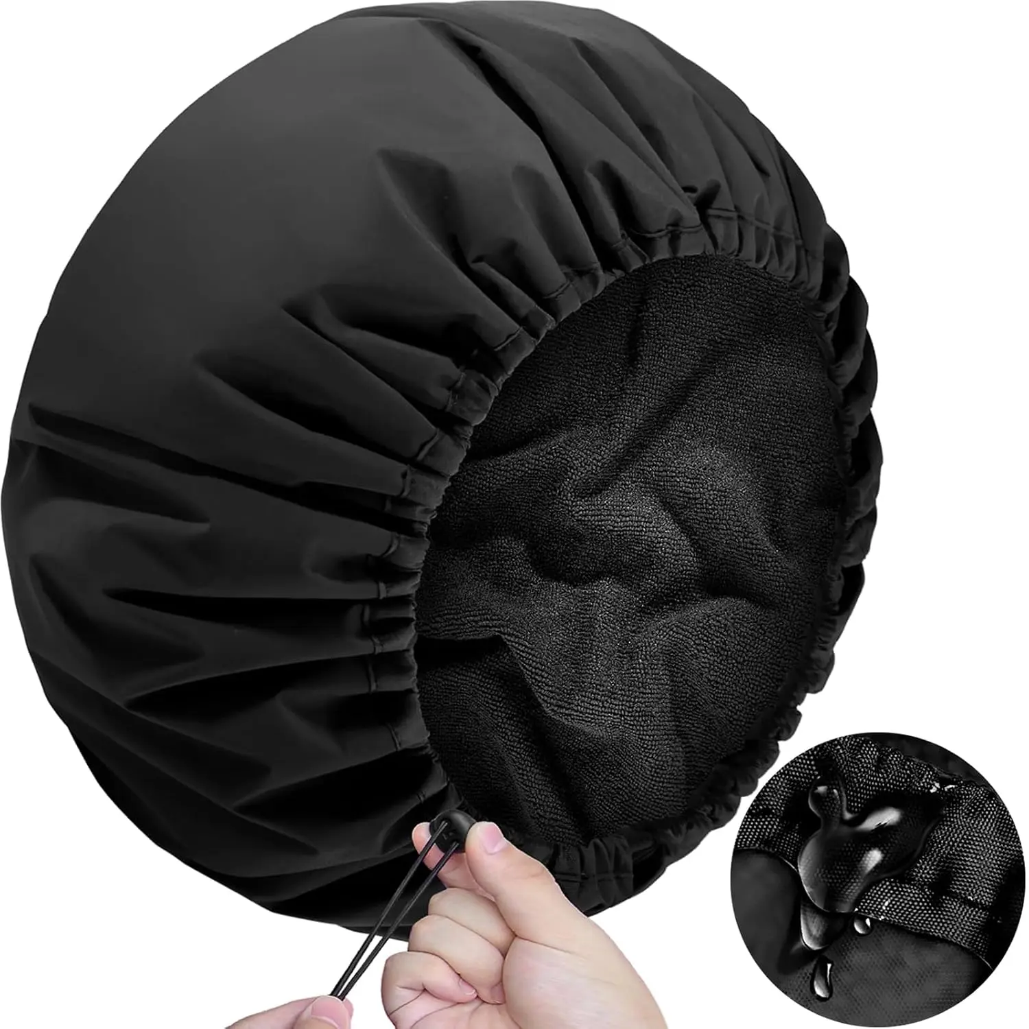 Adjustable Shower Cap with Terry Cloth Lining,   Shower Cap  for Women Men Large Hair Cap for Shower Double Layer Soft Bath Cap for Braids, Long Hair, , Dreadlocks
