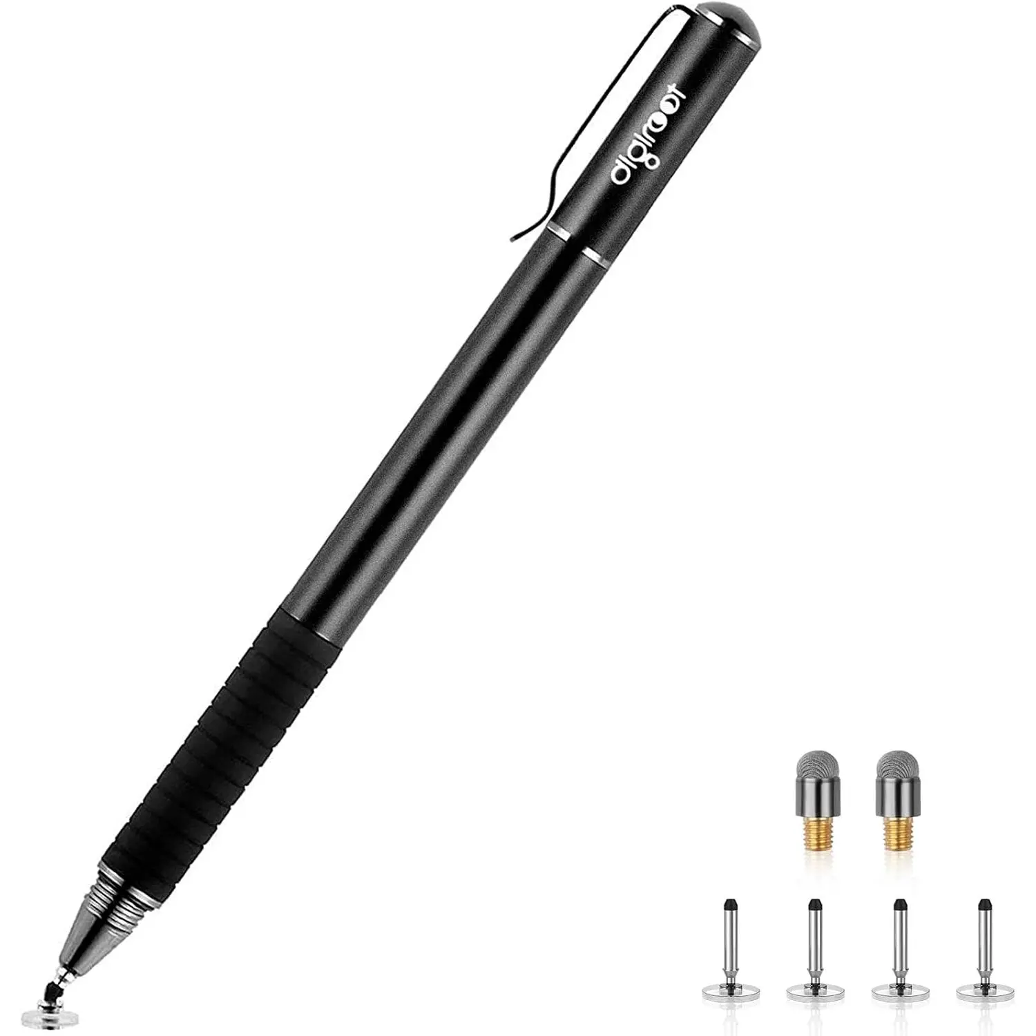 Stylus,[2-in-1] Disc Stylus Pens for   Screens Cell Phones, iPad, Tablets, Laptops with 6  Tips(4 Discs, 2 Fiber Tips Included) - (Black)