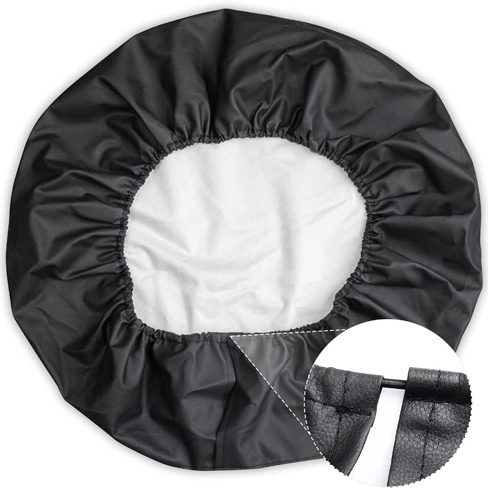 Car spare tire cover, pure black PVC leather SUV truck off-road vehicle RV external tire cover, wheel cover
