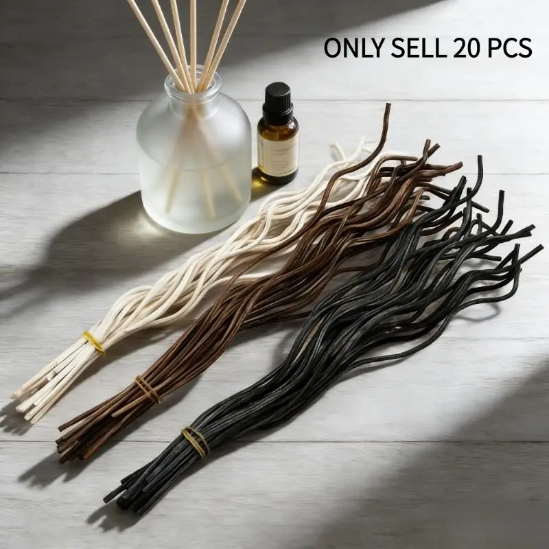 20Pcs/lot Diffuser Stick Long Wavy Rattan Reed Fragrance Diffuser Replacement Aromatic Refill Air Freshener Stick Accessory Home Fragrance Aromatherapy Scent Diffuser