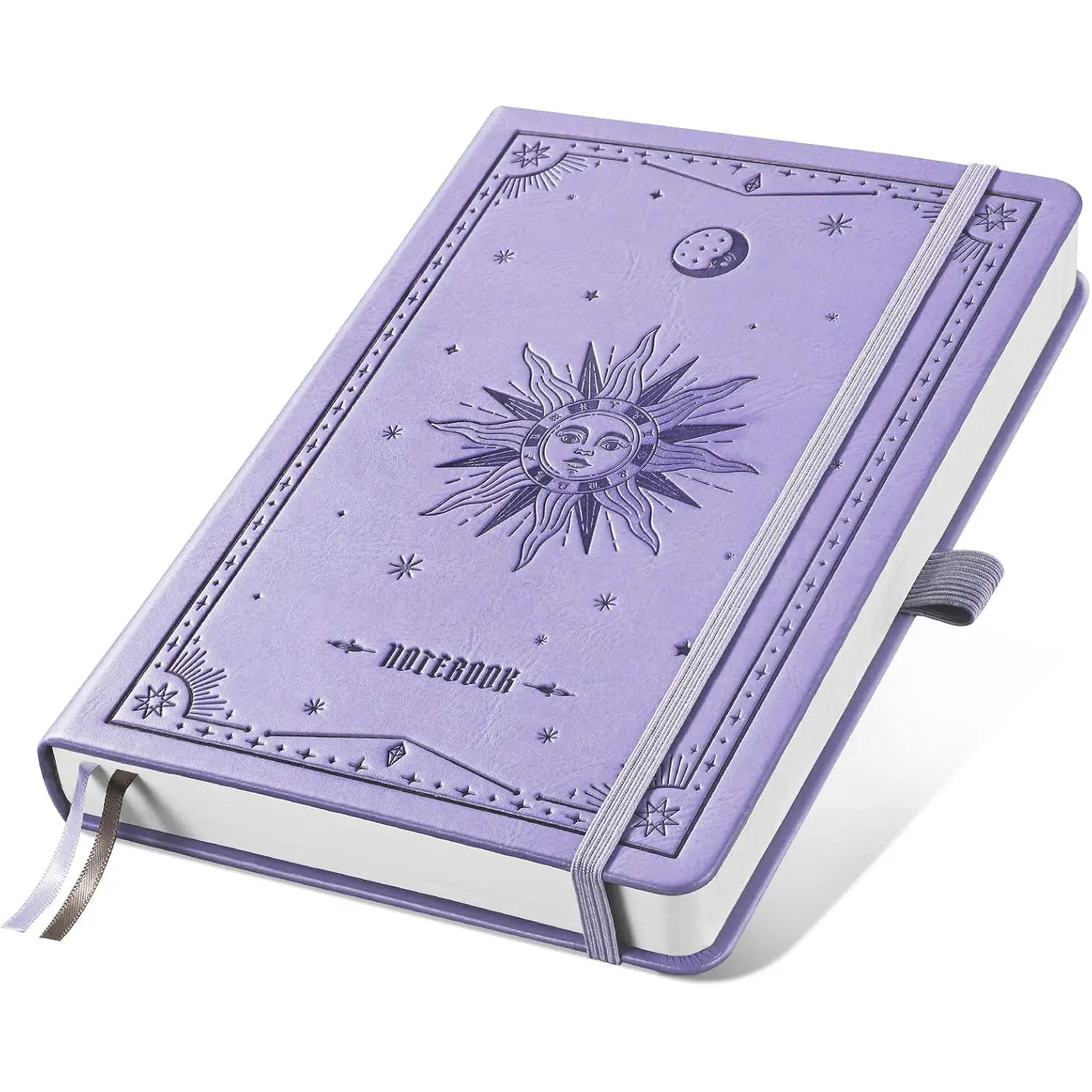 Modern Faux Leather Hardcover Lined Notebook LM, A5 Size (5.7''x8.3''), 192 Numbered Pages, 100 GSM Thick Paper, Light Sun-Debossed, for Daily Journaling, Work Use