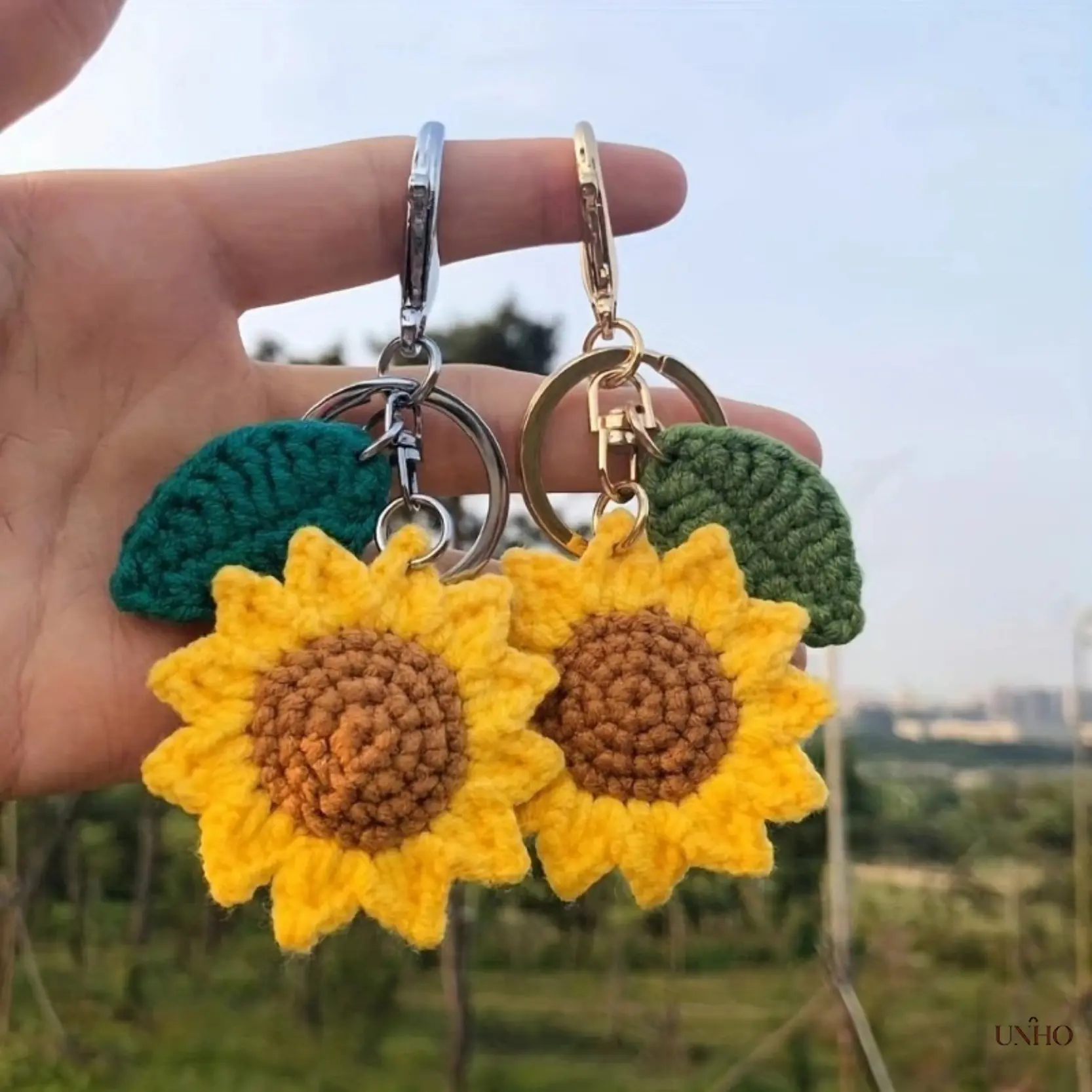 Fresh Sunflower Leaf Keychain For Students, Cute Floral Decorative Charm, Versatile Hanging Ornament For Keys, Handbags & Backpacks