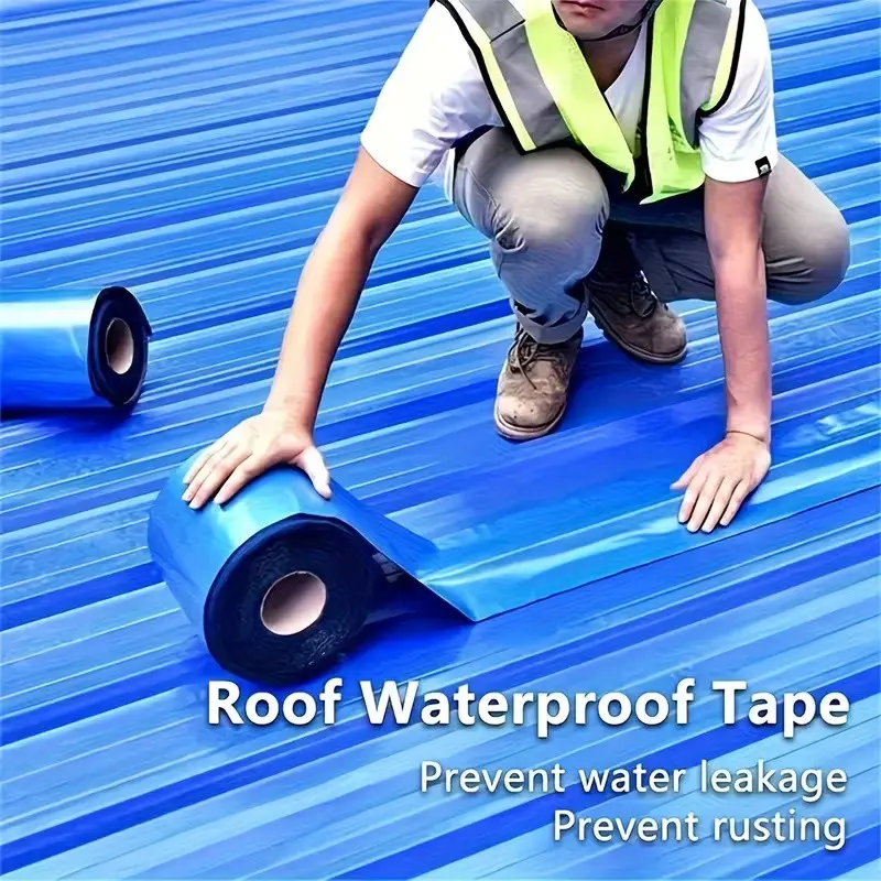 Roof Waterproof Membrane, Self-Adhesive Plastic Leak Proof Coating, Metal Roof Protection, Flexible Material for Rvs, Trailers, Boats, Easy Installation