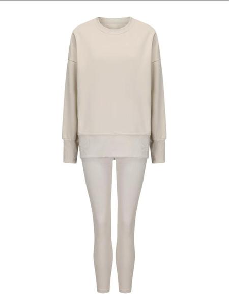 Women's Solid Drop Shoulder Split Hem Sweatshirt & Pants Two-piece Set, Sweatsuit Matching Set, Casual Fashion Cozy Breathable Outfits for Daily Outdoor Wear, Ladies Sportswear for All Seasons