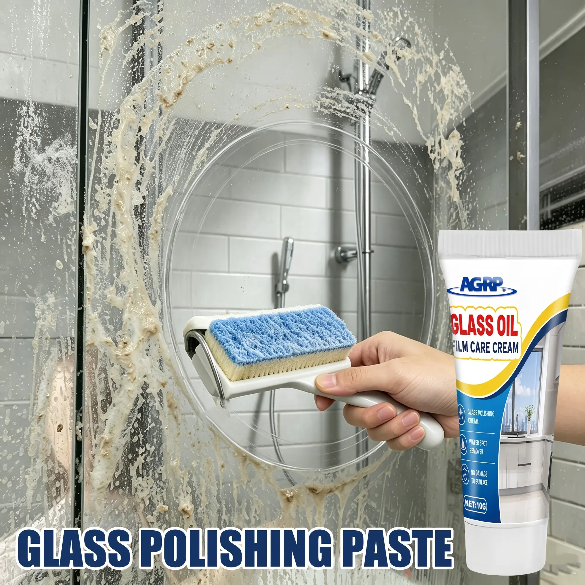 Everyday Multi-Surface Cleaning Cream For Glass, Light Formula Targets Routine Soap Residue & Mineral Water Marks For Shower Doors, Bathroom Mirrors, Glass Dividers & Home Windows