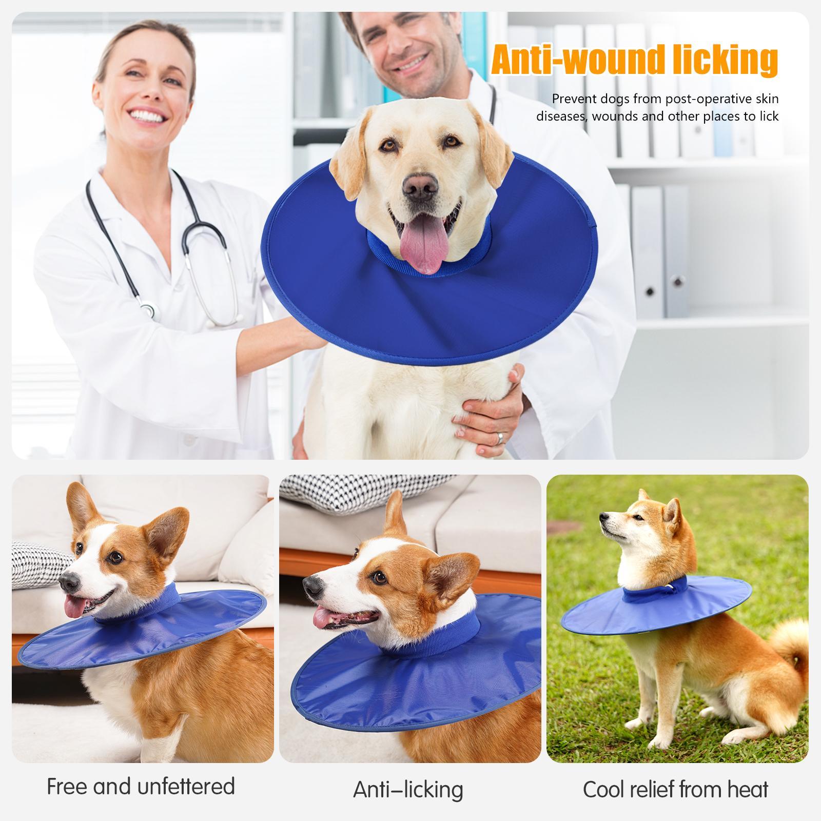 Dogs recovery collar, soft cone-shaped collar after surgery, waterproof and anti licking wound, adjustable, breathable E-collar, suitable for large/medium/small cats and dogs