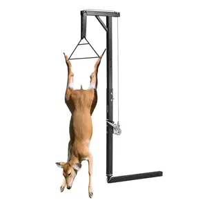 VEVOR Truck Hitch Game Hoist, 300 lbs Load Capacity, Hunting Deer Hoist with 2-inch Receiver, 360-Degree Swivel Shaft & Adjustable Height, Includes Gambrel Winch for Skinning & Cleaning Game