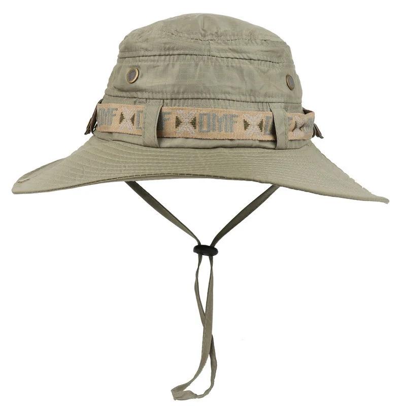 Summer Men Women Breathable Bucket Hat Outdoor UV Protection Wide Brim Panama Hat for Safari Hunting Hiking Mesh Fisherman Caps