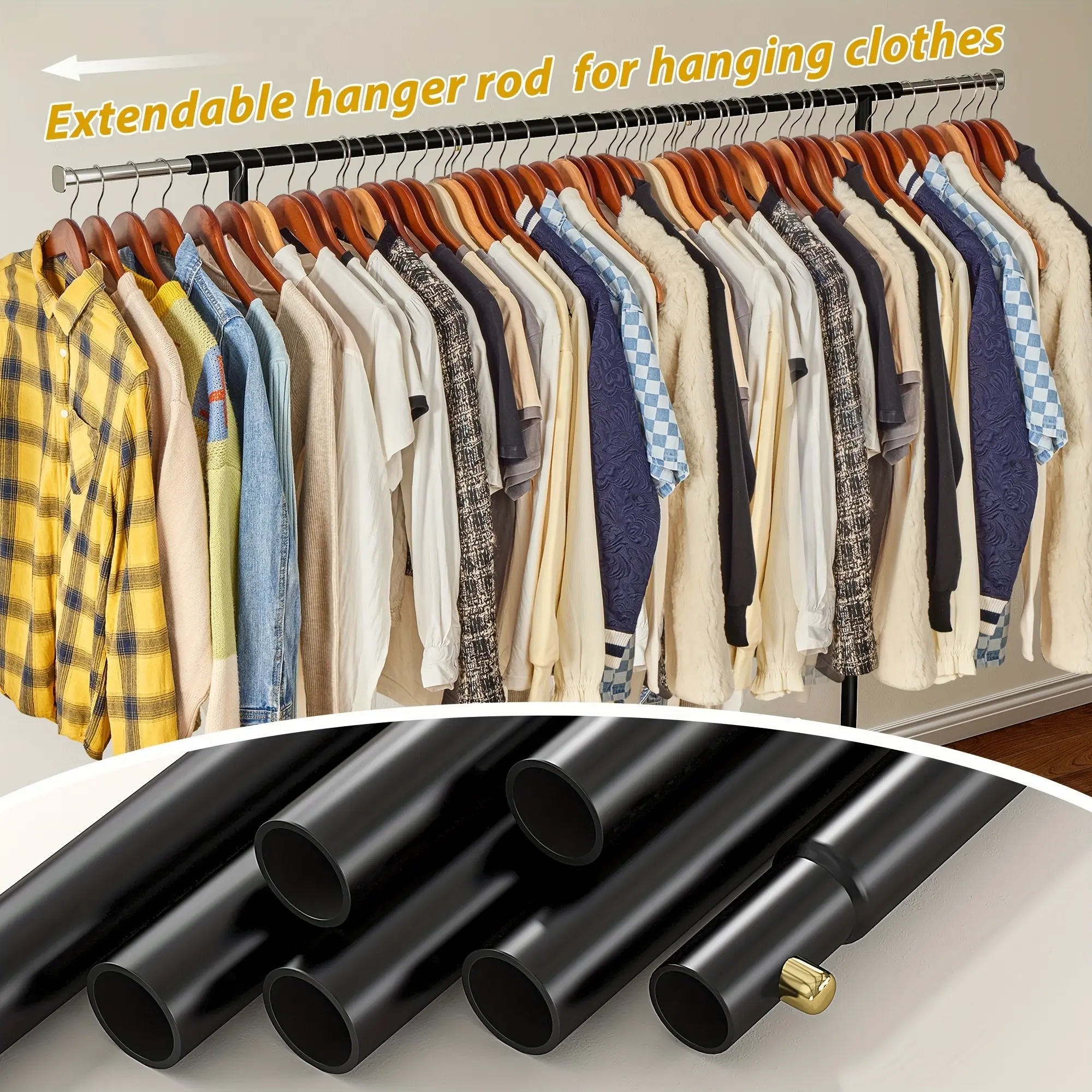 Clothes Rack Clothing Racks for Hanging Clothes Rolling Clothes Rack Load Dynamic Load Capacity 120LBS Static Load Capacity 190LBS, Clothing Rack Heavy Duty Clothes Rack Collapsible Garment Rack Portable Clothing Rack with Wheels, Black