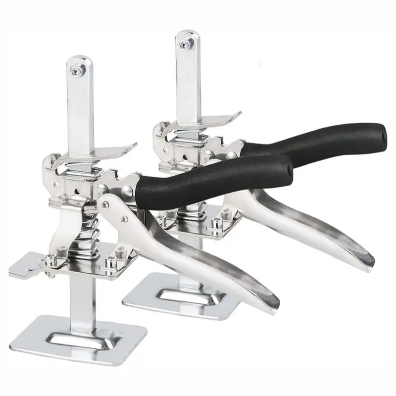 2-Piece Labor-Saving Durable Adjustable Arm Jack Tool Set, Handheld Construction Lift for Door Panels and Cabinets, Heavy-Duty Wall Brick Locator and Height Adjuster Combo