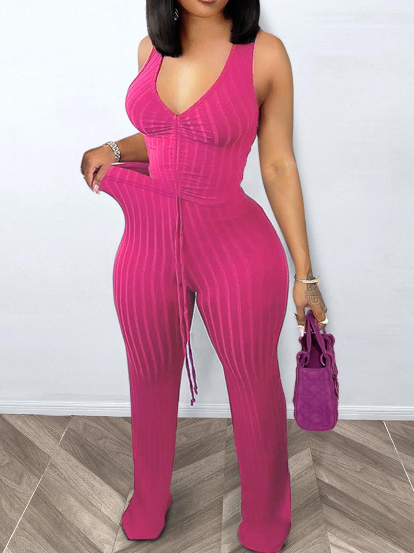 Women's Solid Ribbed Crop Tank Top & Pants Two-piece Set, Casual Fashion Cozy Two Piece Outfits for Daily Outdoor Wear, Ladies Clothes for Summer