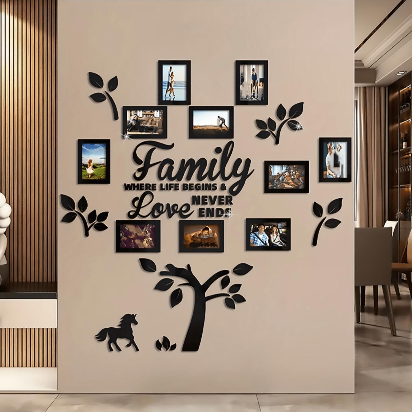 3D Acrylic Photo Frame Wall Decor, 1 Set DIY Photo Collage Gallery Wall Sticker, Wall Decor for Home Office Wedding School, Wall Gallery Frames, Ornaments, Home Decor Accessory