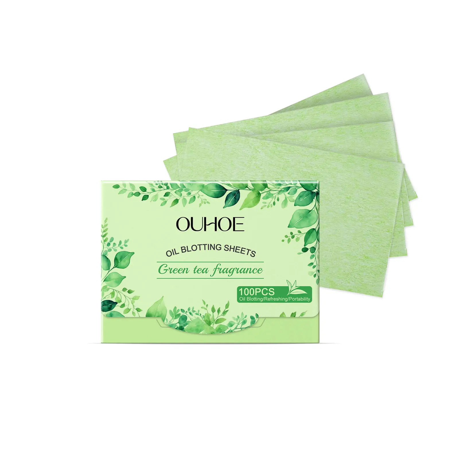 Green Tea Oil Blotting Paper for Face, Portable Oil Absorbing Sheets