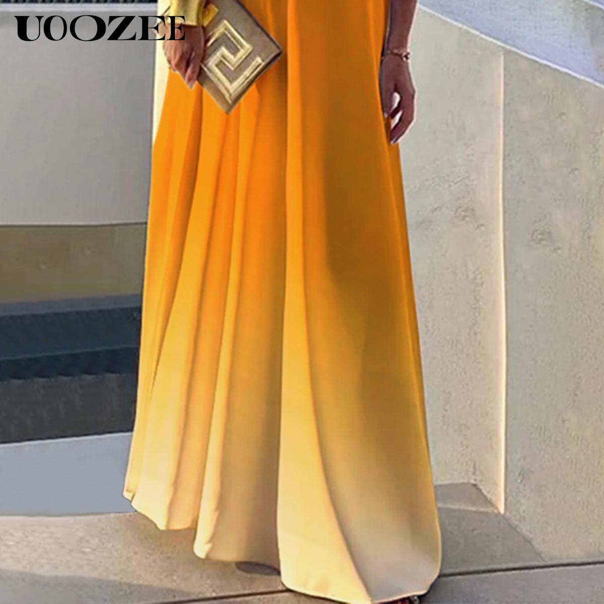 UOOZEE Women's Casual Loose Asymmetric Solid Color Split-Joint One-Shoulder Maxi Dresses, Party, Holiday Elegant Style, Chiffon Fabric, birthday outfit One Size Up Recommended for C - Cup and Above