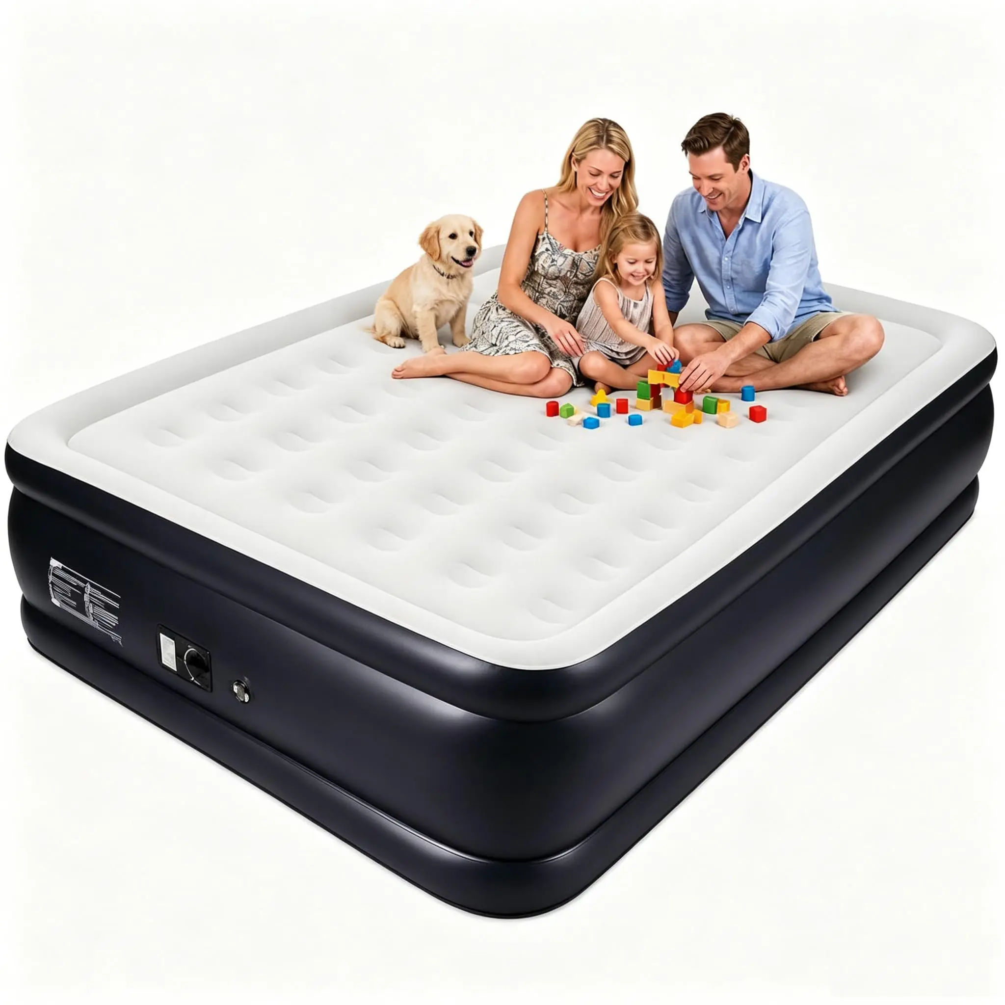 Air Mattress Full with Built in Pump, Self Inflatable Mattress in 3 Mins,18’’Raised Blow Up Mattress, Portable Air Bed for Home, Guest&Travel, Full Size Air Mattress for Adults 660lb Max, Queen, Black