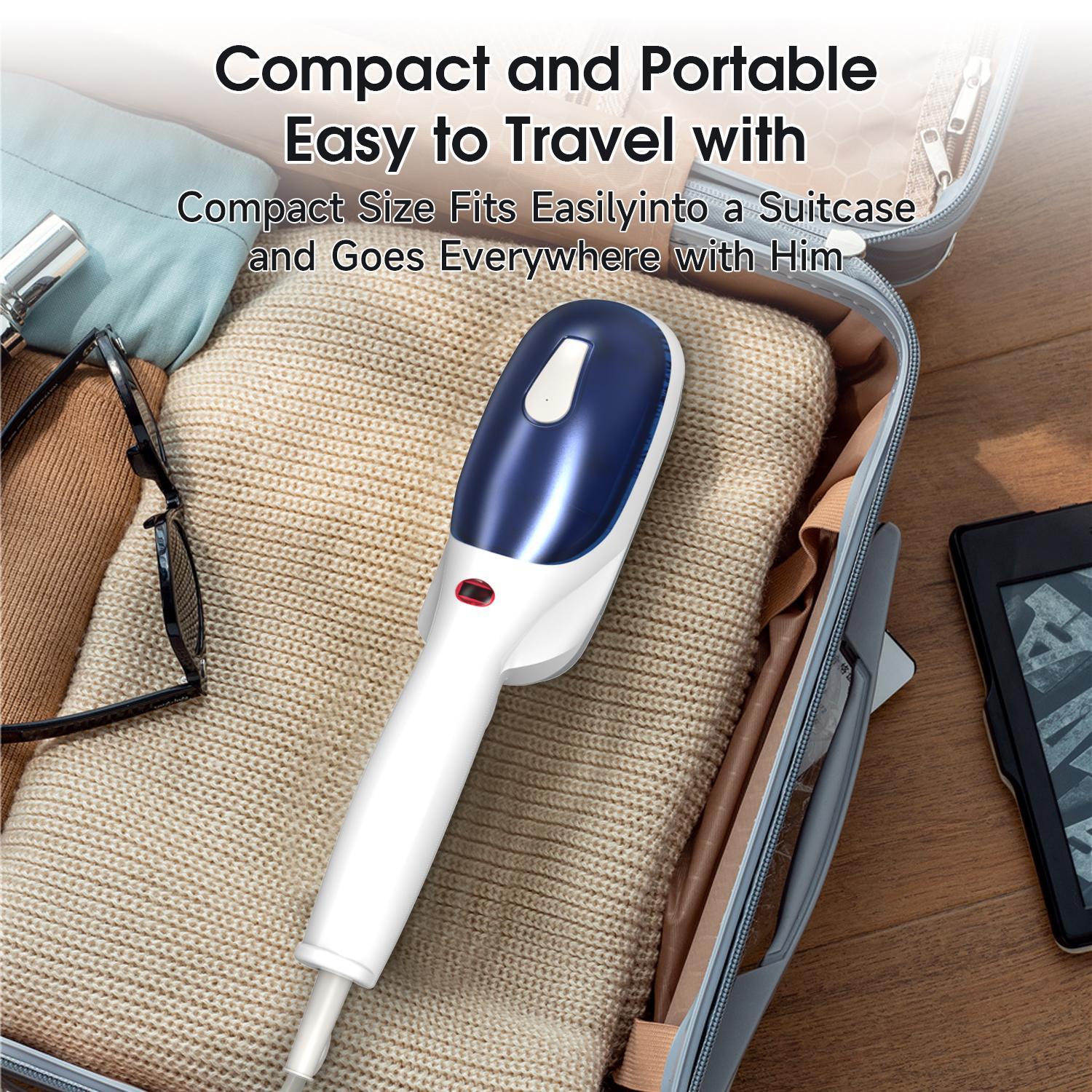 Electric Handheld Steam Iron, Travel Size Compact Mini Professional Handheld Garment Steam Iron w/ Cloth Brush Crease Dual Tool Accessory, Powerful Penetrating Steam Removes Wrinkles, Perfect for Home, Office and Travel Use, Portable Garment Steamer