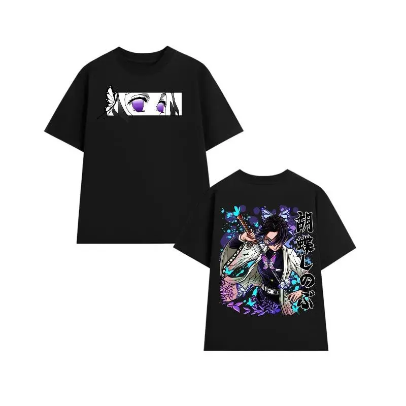 Unisex Demon Slayer Shinobu Anime Print Cotton Round Neck Shortsleeve Sports Top - Multi-Size Casual Streetwear Graphic Tee