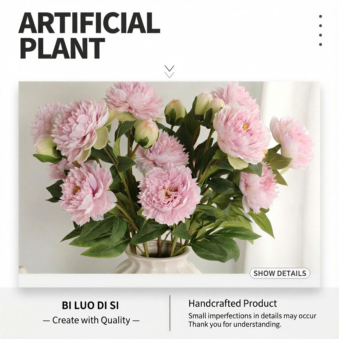 Eternal Peonies 3-Stem Bundle| Premium Silk Florals for Mother's Day Gift & Aesthetic Home Decor