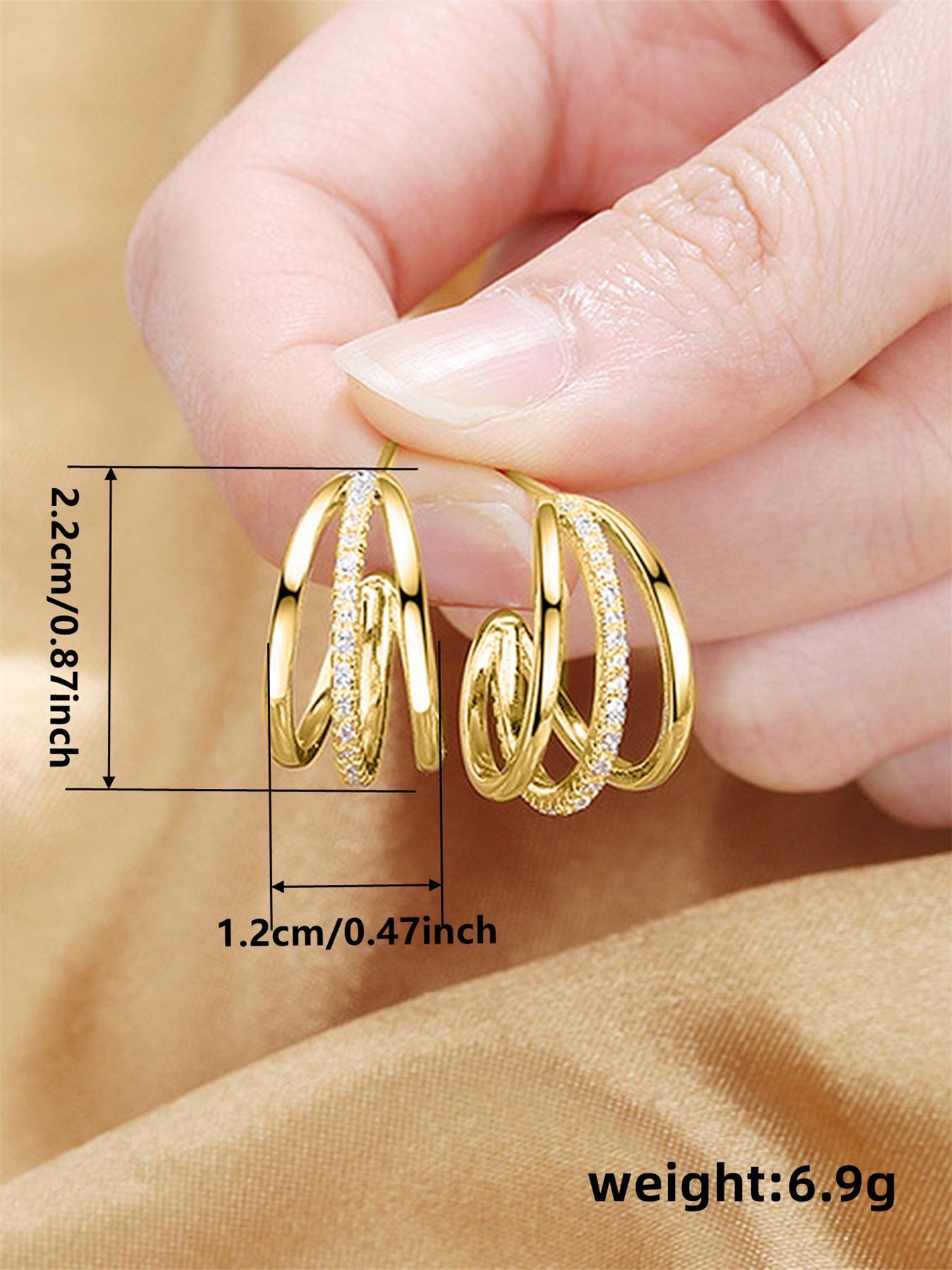 Women's Elegant Layered Rhinestone Decorated Hoop Shape Earrings (1 Pair), Fashionable Hoop Earrings, Exquisite Trendy Hoop Earrings, High Quality Earrings, Gorgeous Jewelry As Birthday Gift for Girlfriend
