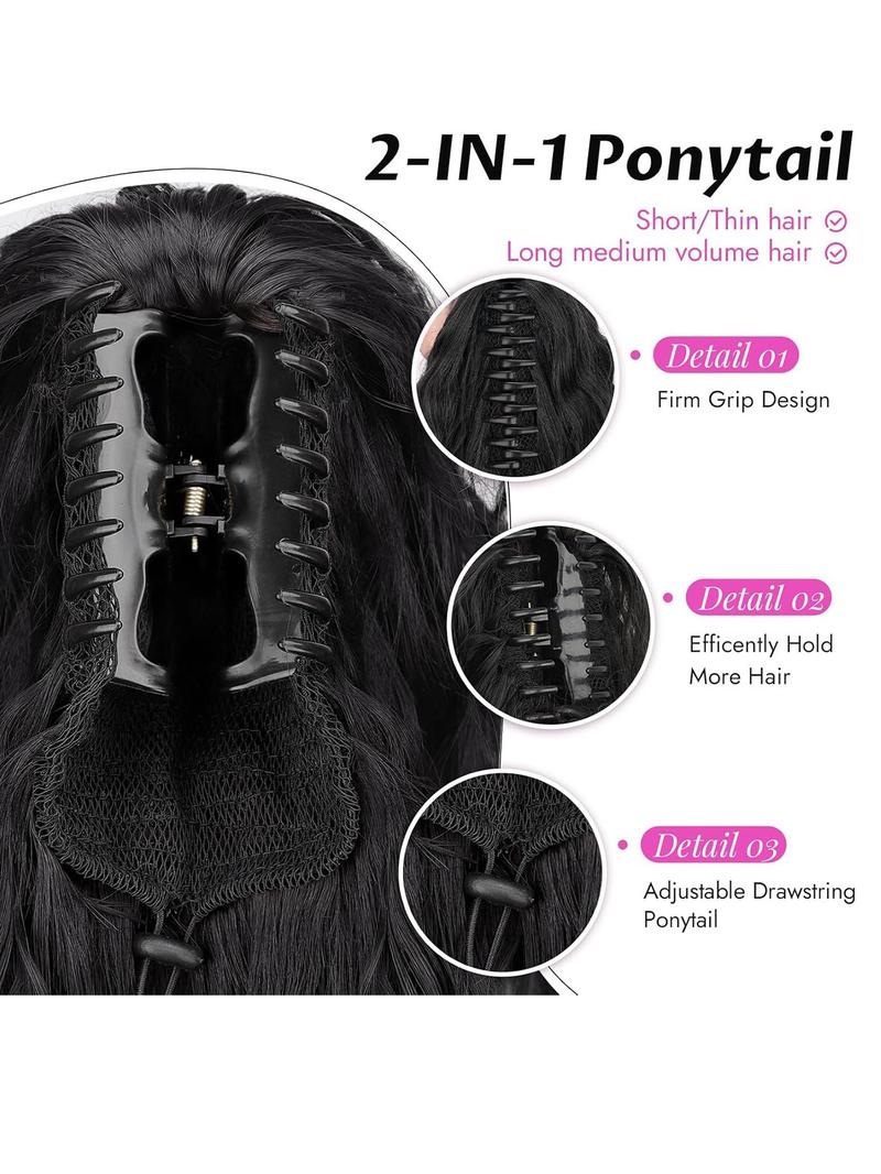 30 Inch Long Claw in Ponytail Extension, Natural Fluffy Loose Wavy Wave Synthetic Extensions, Synthetic Hairpiece for Daily & Party Use, Wavy Ponytailwig Hairstyle, Hair Weave Wig, Loose Wave Bundles 30 Inch Long Claw in Ponytail Extension, Natural Fluffy Loose Wavy Wave Synthetic Extensions, Synthetic Hairpiece for Daily & Party Use, Wavy Ponytailwig Hairstyle, Hair Weave Wig, Loose Wave Bundles