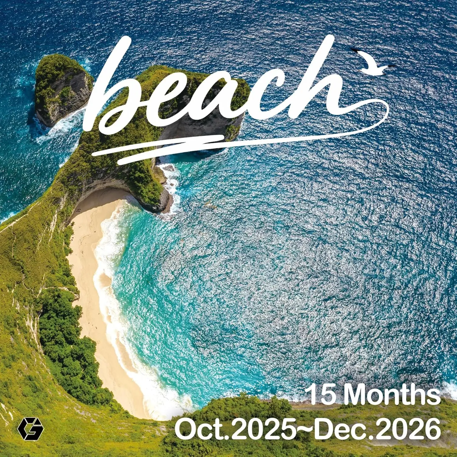2026 wall calendar,Oct 2025-Dec 2026,12''x24'' opened,15 Months,Nature beach organizing calendar for wall,Full Page Months Thick & Sturdy Paper for   Calendar Organizing & Planning