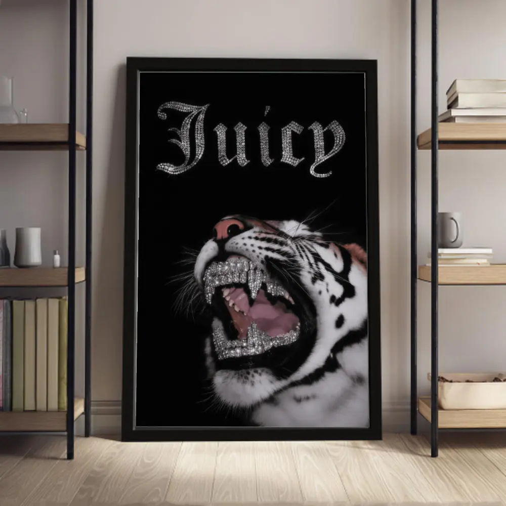 Leopard Grillz Poster |   Y2K Baddie Aesthetic Wall Art |   2000s Swag Retro Hip Hop Decor |   Trendy Home Office Print