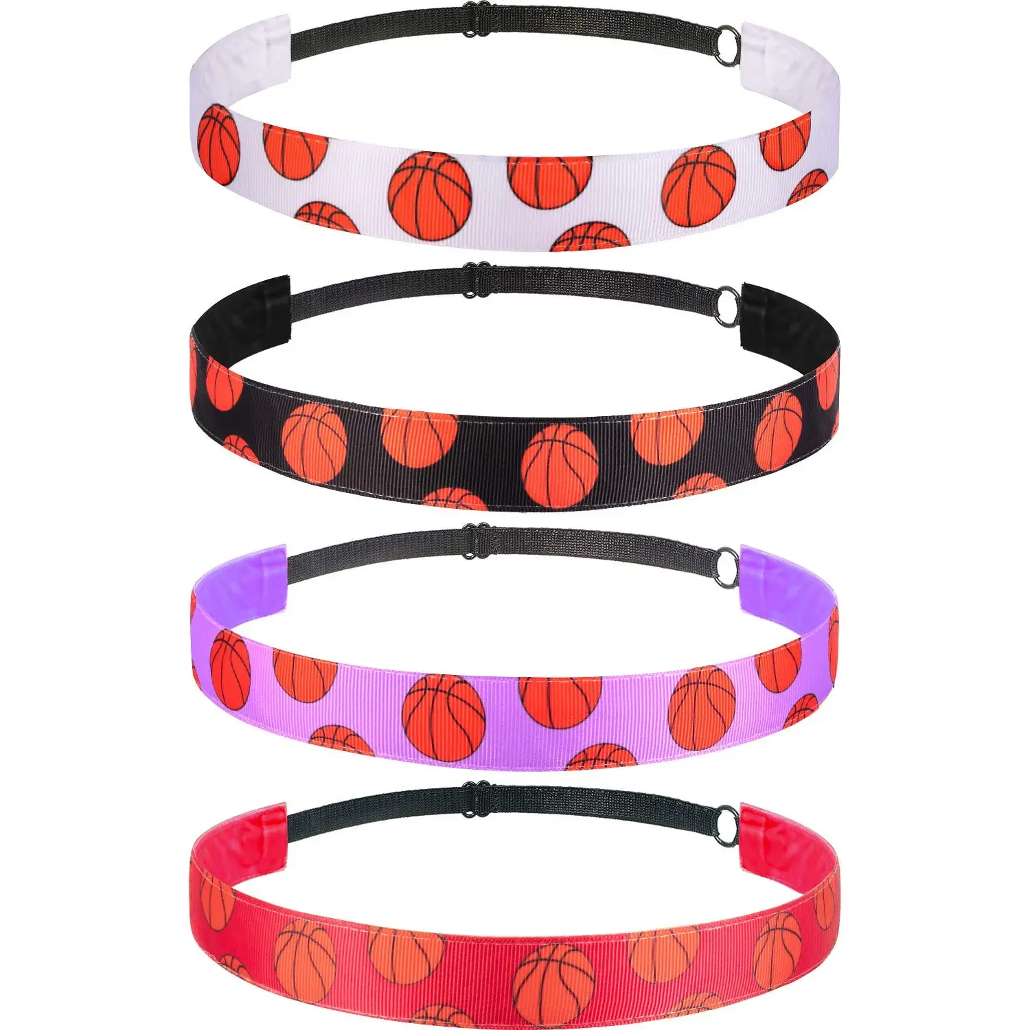 4 Pcs Basketball Headbands for Girls Women Sports Non-slip Headbands Adjustable Sports Hairband Basketball Accessories Team Gifts Party Favors(Multicolor)